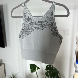 Athleta Gray Floral Crop Top